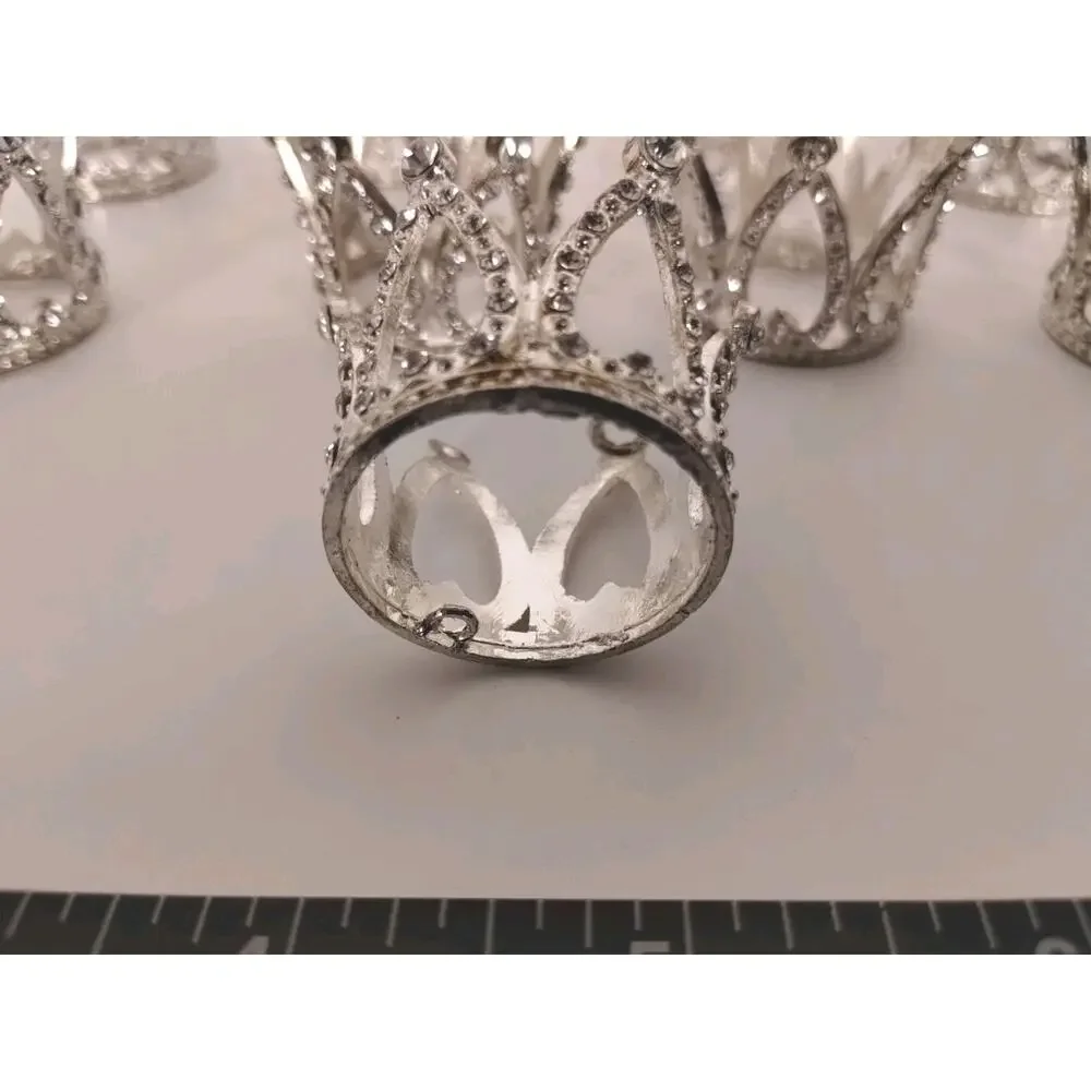 Mini Crown Silver/Metal Cake Toppers Flower Bouquet Style 1.5 Inches - LOT- 13